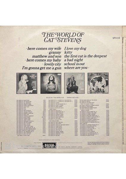 The World Of Cat Stevens LP Plak