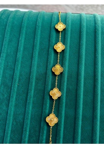 Çelik Full Gold 4 Yapraklı Yonca Bileklik
