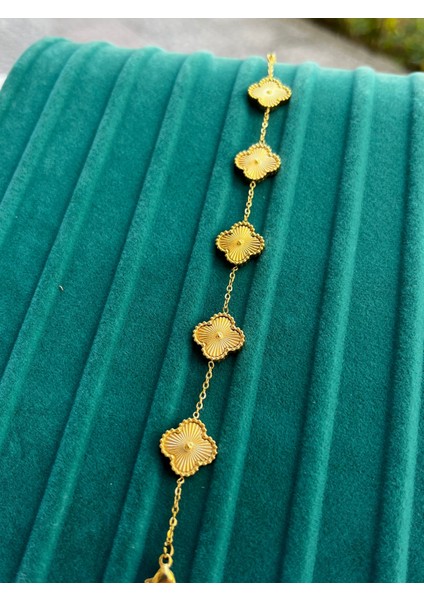 Çelik Full Gold 4 Yapraklı Yonca Bileklik