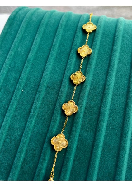 Çelik Full Gold 4 Yapraklı Yonca Bileklik