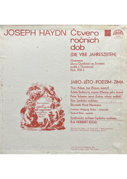 Joseph Haydn – Ctvero Rocnich Dob 3 LP Box Set Plak