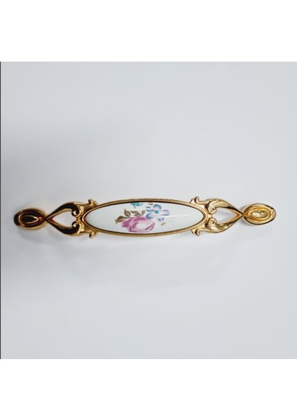 Miray 96 mm Metal Gold Porselen Çiçek Desenli / 5 Adet modelleri