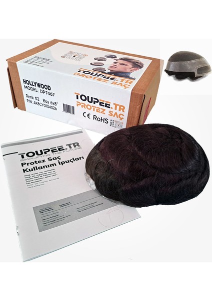 DP7467 Hollywood Protez Saç Erkekler İçin - Protez Saç - Toupee For Men - 30 mm Doğal Dalgalı İnsan Saçı - Remy Saç %130 Saç Yoğunluklu Saç Değiştirme Sistemi