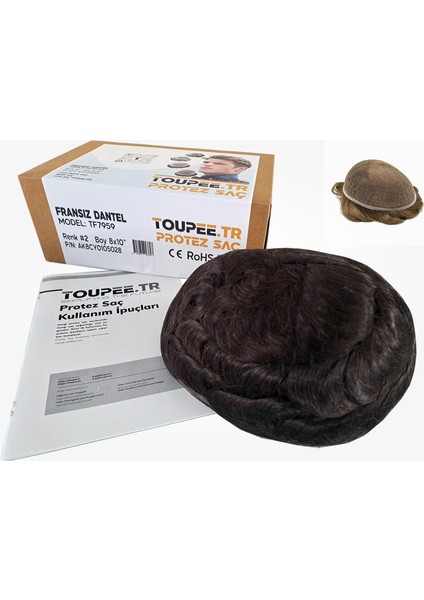 TF7959 Fransız Dantel Erkekler İçin Protez Saç - Toupee For Men - Doğal Dalgalı İnsan Saçı - Remy Saç - %130 Saç Yoğunluklu - Saç Değiştirme Sistemi - Peruk Ce Rohs