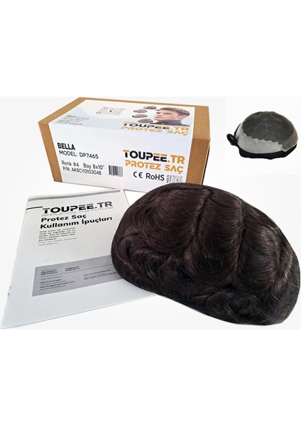 DP7465 Bella Protez Saç - Erkekler İçin Protez Saç - Toupee For Men - Doğal Dalgalı İnsan Saçı - Remy Saç - Saç Yoğunluklu - Saç Değiştirme Sistemi - Peruk Saç Protezi Boyutu: 8X10" Ce Rohs