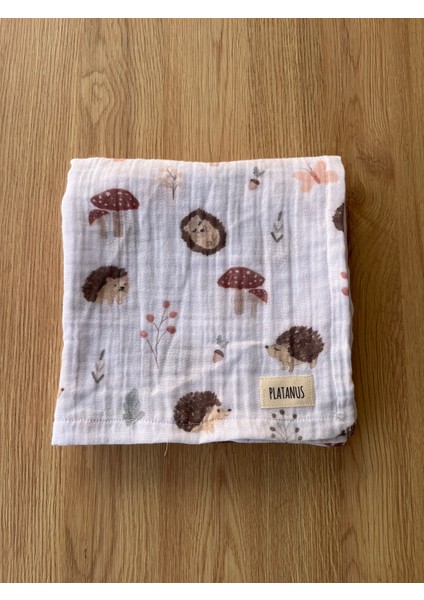 Organik Pamuk Çift Kat Kirpi Müslin Örtü (100X100)