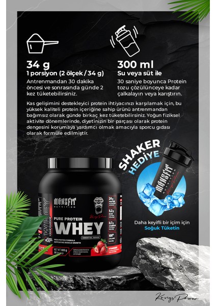 Whey Protein 885 G (26 Servis) - Kas Yapılanmasına Yardımcı (Çilek Aromalı)