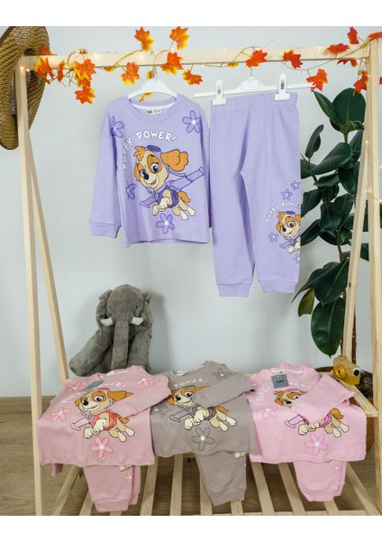 Paw Petrol Fitilli Interlok Kız Pijama Takımı 4-5 - Mor