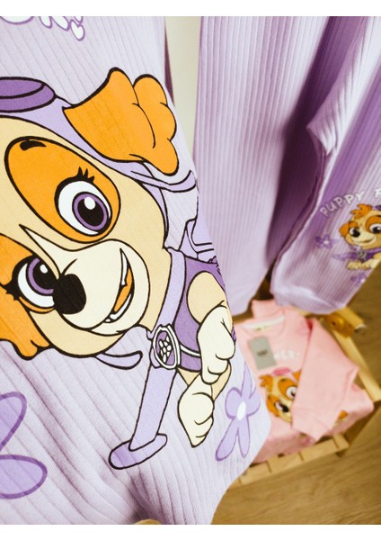 Paw Petrol Fitilli Interlok Kız Pijama Takımı 4-5 - Mor