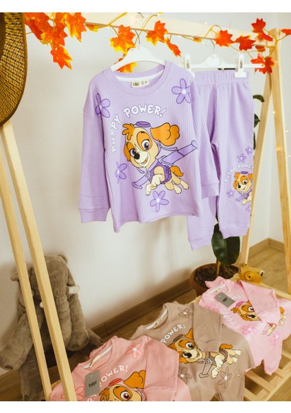 Paw Petrol Fitilli Interlok Kız Pijama Takımı 4-5 - Mor