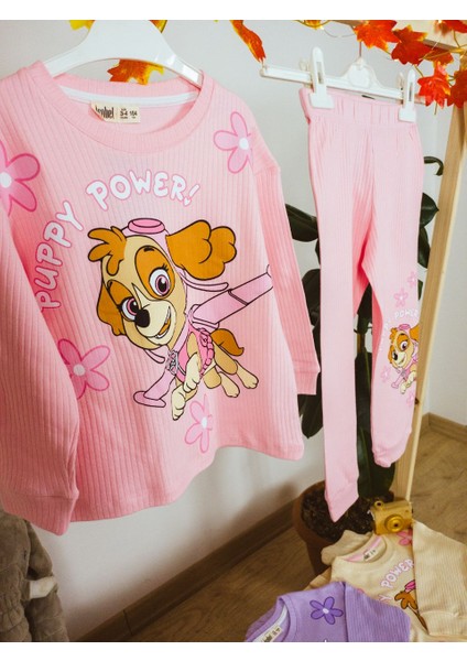 Paw Petrol Fitilli Interlok Kız Pijama Takımı 7-8 - Pembe fırsatları