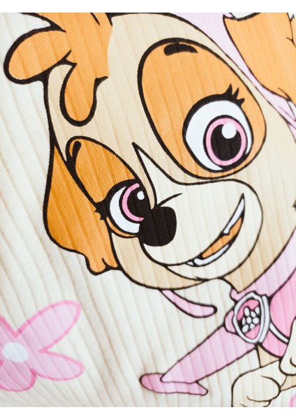 Paw Petrol Fitilli Interlok Kız Pijama Takımı Bej - 7-8