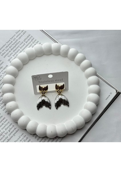 Balık Desen Çelik Kararmaz Paslanmaz Küpe