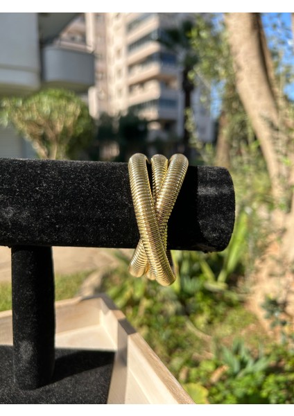 Çelik Gold 3'lü Spiral Döngü Kelepçe Bileklik