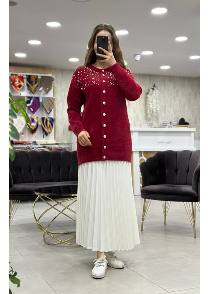 Angora Incili Uzun Ceket modelleri
