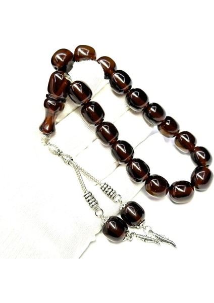 Bilek Boy Maskot Kapsül Model 13-14MM Püsküllü Sıkma Ateş Kehribar Tesbih