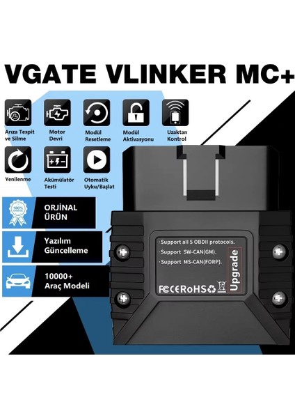 Vlinker Mc + 4.0 ELM327 Obd2 Araç Teşhis Cihazı Bluetooth