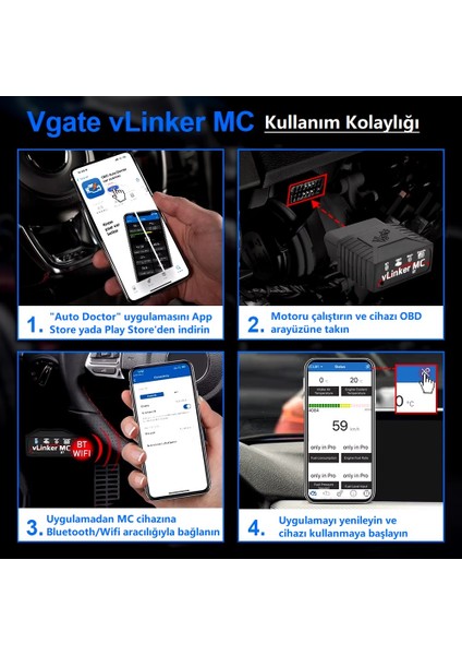 Vlinker Mc + 4.0 ELM327 Obd2 Araç Teşhis Cihazı Bluetooth