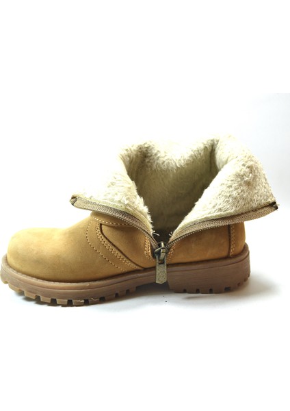 8260 Nubuk Sarı Fermuarlı Kürklü Erkek Çocuk Bot modelleri