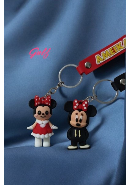 Mickey & Minnie Mouse 3D Çift Anahtarlık 2 Adet