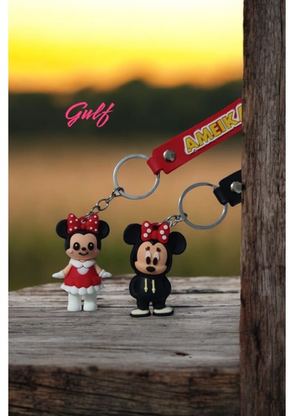 Mickey & Minnie Mouse 3D Çift Anahtarlık 2 Adet