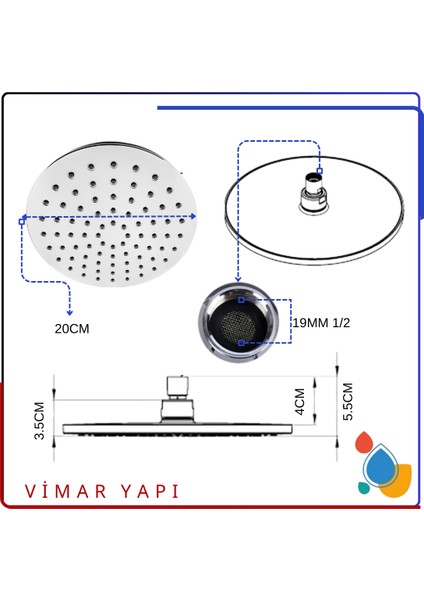 A3364001YP Artema Tepe Duşu Mds 20X20