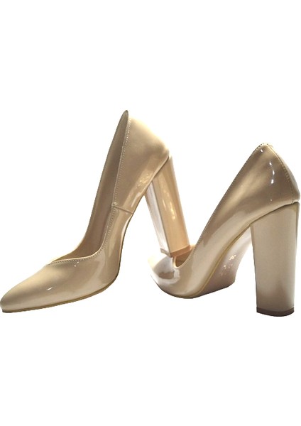 1201 Krem Kalın Topuklu Stiletto Abiye Kadın Ayakkabı fiyatları