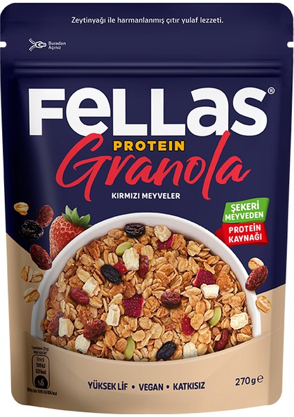 Protein Granola - Kırmızı Meyveler 270g 3'lü Paket