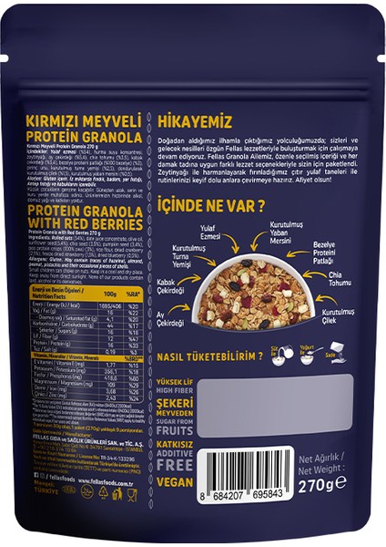 Protein Granola - Kırmızı Meyveler 270g 3'lü Paket