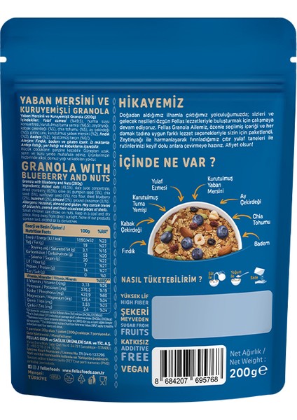 Granola - Yaban Mersini & Kuruyemiş 200g - 3'lü Paket