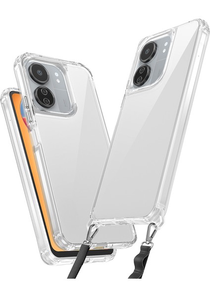 Xiaomi Poco C65 Uyumlu Airbagli Takılabilir Askı Aparatlı Zore Snap Silikon Kapak-Şeffaf