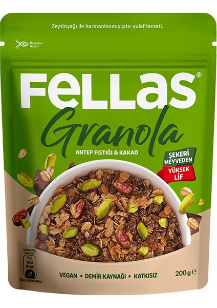 Granola 3'lü Mix Paket - Yaban Mersinli 200g + Fındık & Kakao 200g + Antep Fıstıklı 200g