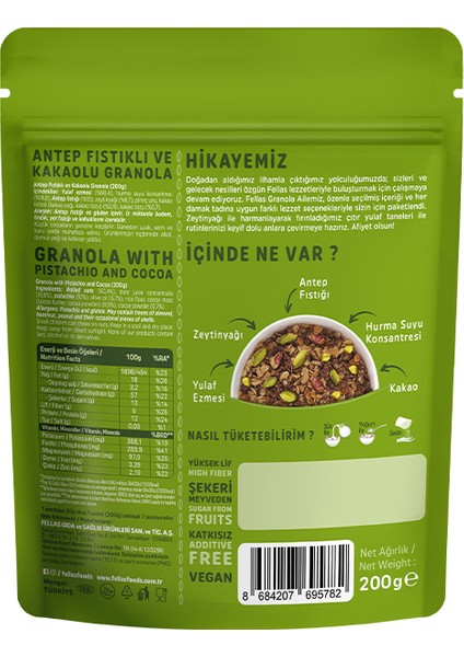 Granola 3'lü Mix Paket - Yaban Mersinli 200g + Fındık & Kakao 200g + Antep Fıstıklı 200g