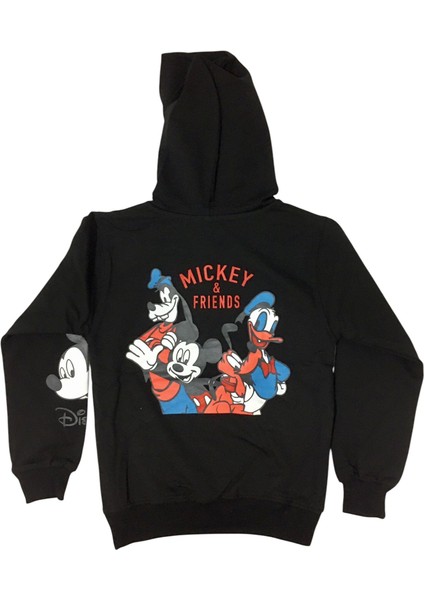 Kapşonlu Mickey Mause Figürlü Kapşonlu Siyah Eşorfman Takımı modelleri