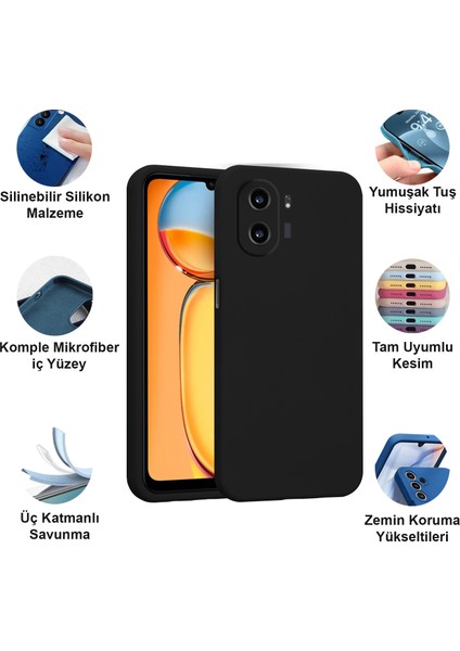 Xiaomi Redmi 13C Kılıf Lansman Premium Silinebilir Siyah Silikon fiyatları