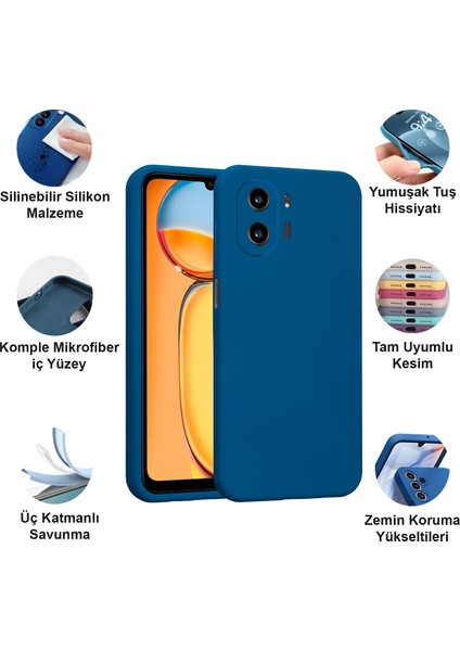 Xiaomi Redmi 13C Kılıf Lansman Premium Silinebilir Mavi Silikon