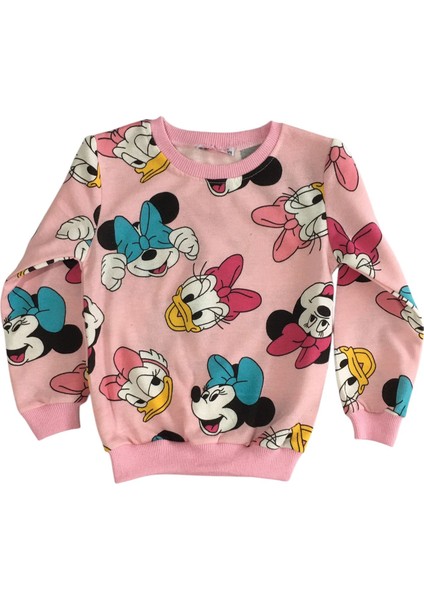 Kız Çocuk Mickey Mouse Renkli Karakterler Pembe Uzun Kolllu Eşofman Takımı fiyatları
