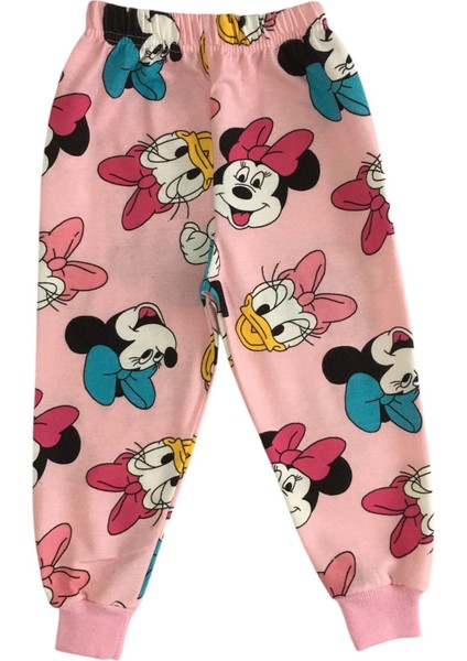 Kız Çocuk Mickey Mouse Renkli Karakterler Pembe Uzun Kolllu Eşofman Takımı modelleri