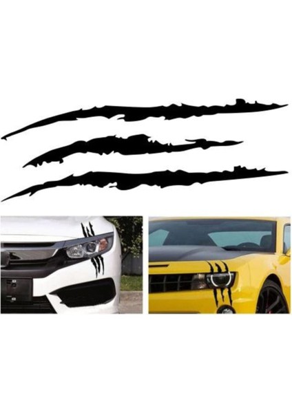 Monster Canavar Pençe Izi Oto Sticker Siyah 40*15 cm