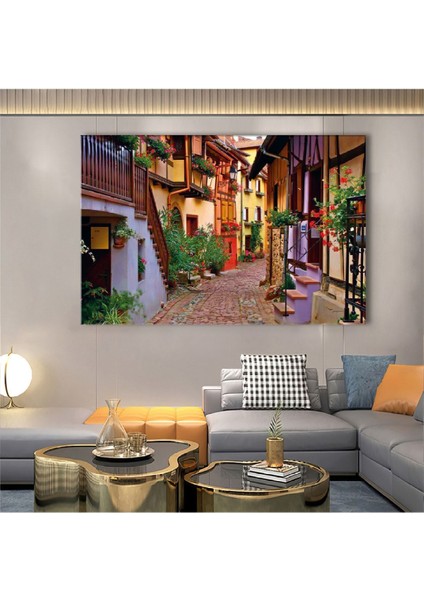 120x80 Cm Renkli Sokak Kanvas Tablo