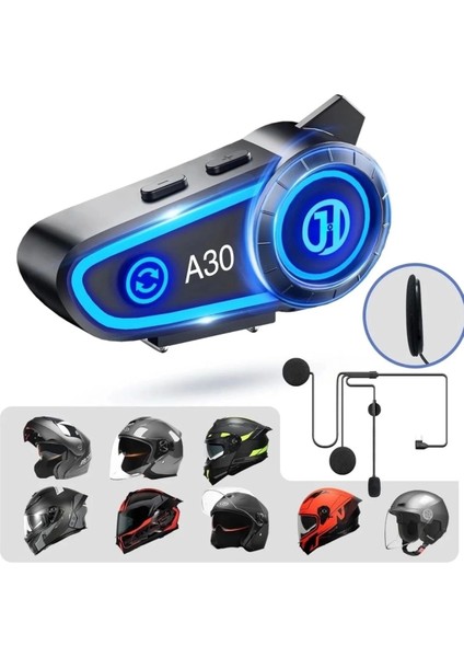 A30 2x Eşleşmeli Intercom Işıklı Motosiklet Için Kask Kulaklık