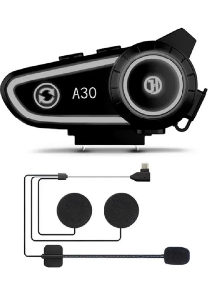 A30 2x Eşleşmeli Intercom Işıklı Motosiklet Için Kask Kulaklık