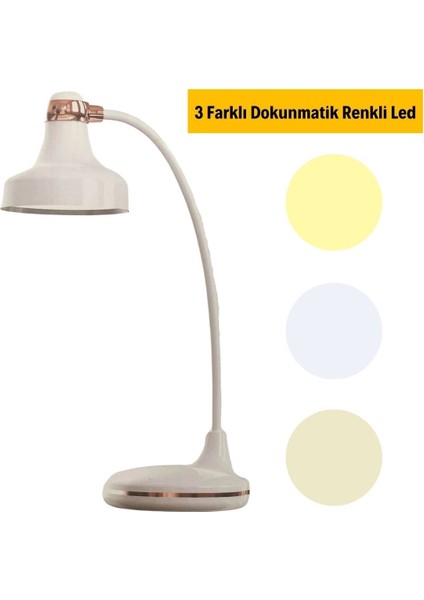 Dokunmatik 3 Farklı LED Işıklı Çalışma Masası Üstü Lamba (4767)