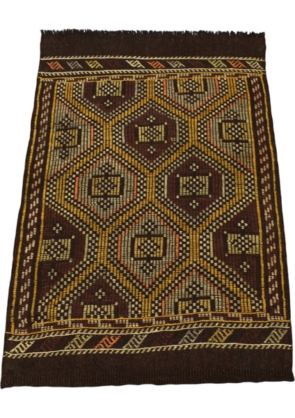 El Dokuması Otantik Geometrik Karapınar Yörük Yün Cecim Kilim 5390