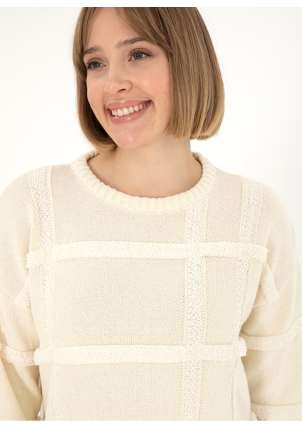 Bisiklet Yaka Oversize Krem Kazak Kadın Peter fiyatları