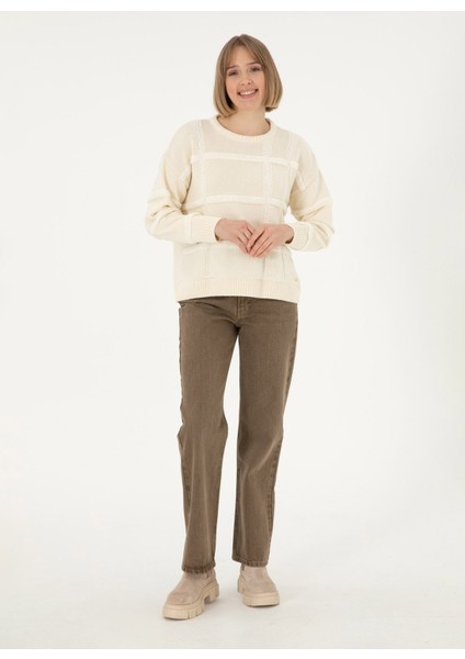 Bisiklet Yaka Oversize Krem Kazak Kadın Peter fırsatları