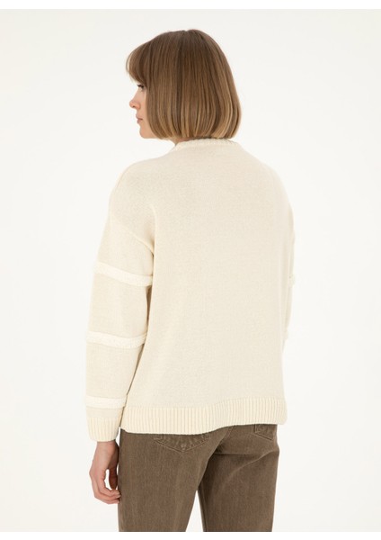 Bisiklet Yaka Oversize Krem Kazak Kadın Peter indirimleri