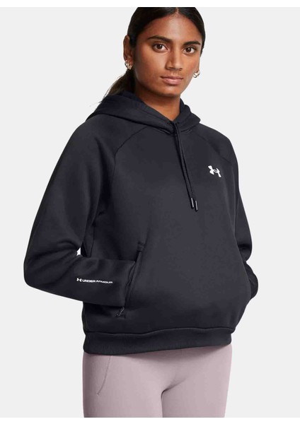 Siyah Kadın Kapüşon Normal Düz Sweatshirt 1386504-001 Ua Armour Flc Pro Hdy