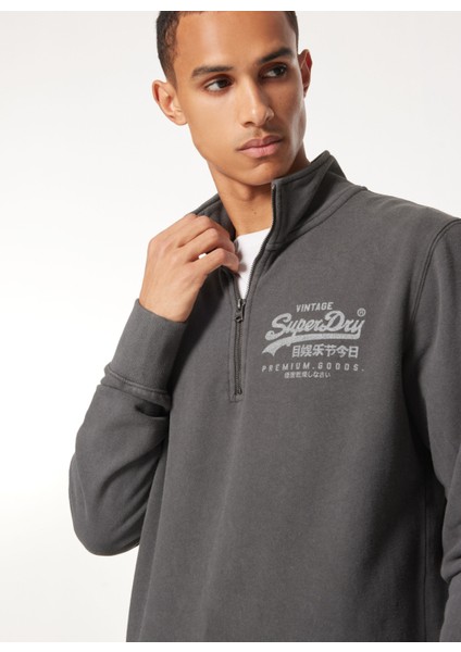 Bisiklet Yaka Siyah Erkek Sweatshırt M2013797AAFB_CLASSIC Vl Graphıc Hal