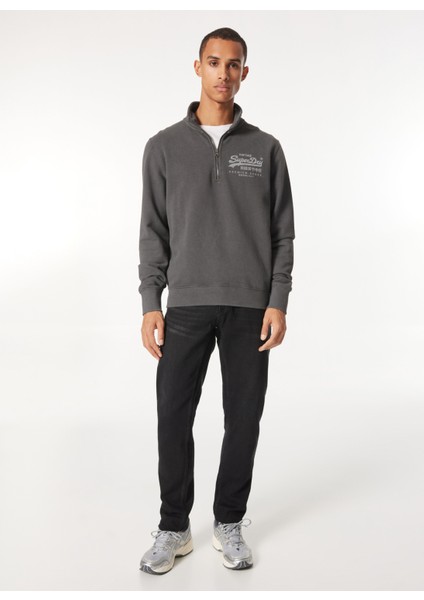 Bisiklet Yaka Siyah Erkek Sweatshırt M2013797AAFB_CLASSIC Vl Graphıc Hal modelleri